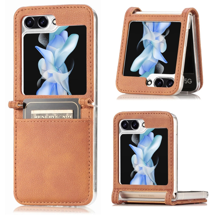 Litchi Texture PU Card Fold Back เคสโทรศัพท์, For Samsung Galaxy Z Flip5