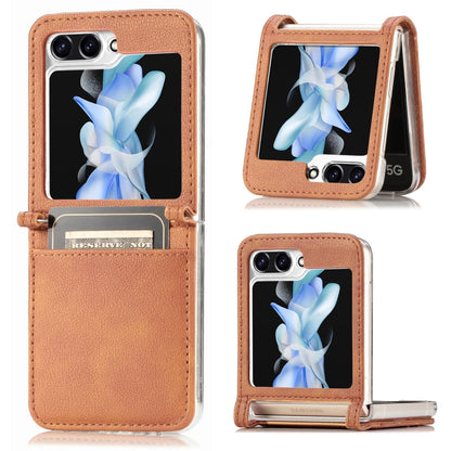 Litchi Texture PU Card Fold Back เคสโทรศัพท์, For Samsung Galaxy Z Flip5