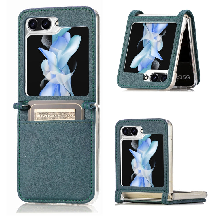 Litchi Texture PU Card Fold Back เคสโทรศัพท์, For Samsung Galaxy Z Flip5