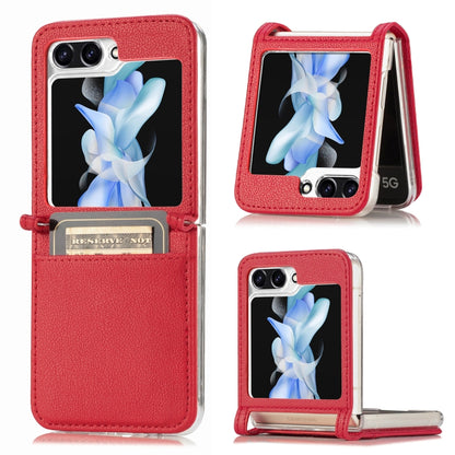 Litchi Texture PU Card Fold Back เคสโทรศัพท์, For Samsung Galaxy Z Flip5