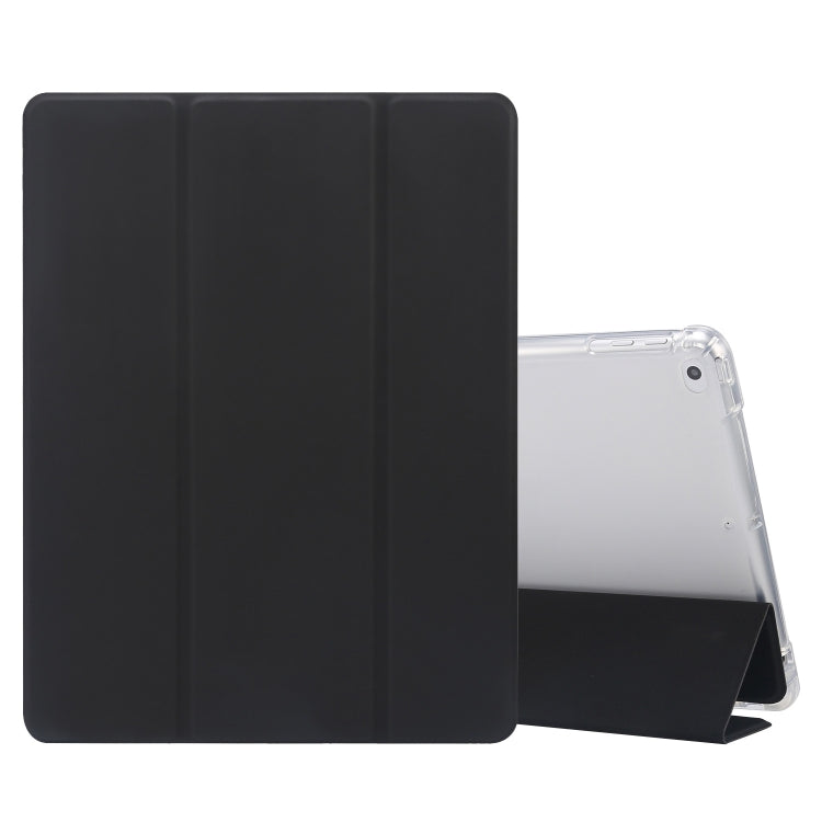 3-folded Electric Pressed Skin Texture พลิกแนวนอนกันกระแทกซองหนัง TPU + PU โปร่งใสพร้อมตัวยึดและช่องเสียบปากกา & ฟังก์ชั่น Sleep / Wake-up, For iPad 9.7(2018)/(2017)/Air 2/Air
