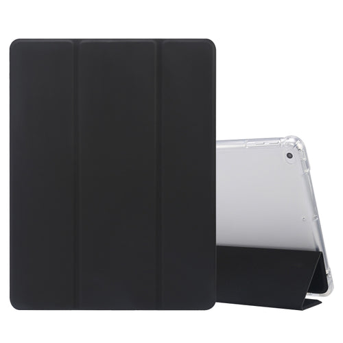 3-folded Electric Pressed Skin Texture พลิกแนวนอนกันกระแทกซองหนัง TPU + PU โปร่งใสพร้อมตัวยึดและช่องเสียบปากกา & ฟังก์ชั่น Sleep / Wake-up, For iPad 9.7(2018)/(2017)/Air 2/Air