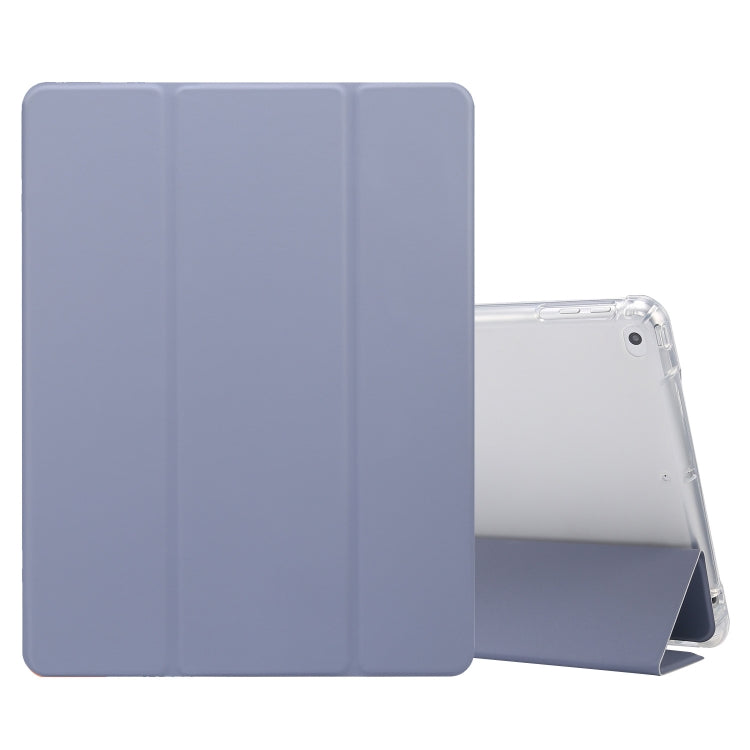 3-folded Electric Pressed Skin Texture พลิกแนวนอนกันกระแทกซองหนัง TPU + PU โปร่งใสพร้อมตัวยึดและช่องเสียบปากกา & ฟังก์ชั่น Sleep / Wake-up, For iPad 9.7(2018)/(2017)/Air 2/Air