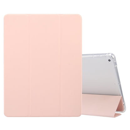 3-folded Electric Pressed Skin Texture พลิกแนวนอนกันกระแทกซองหนัง TPU + PU โปร่งใสพร้อมตัวยึดและช่องเสียบปากกา & ฟังก์ชั่น Sleep / Wake-up, For iPad 9.7(2018)/(2017)/Air 2/Air