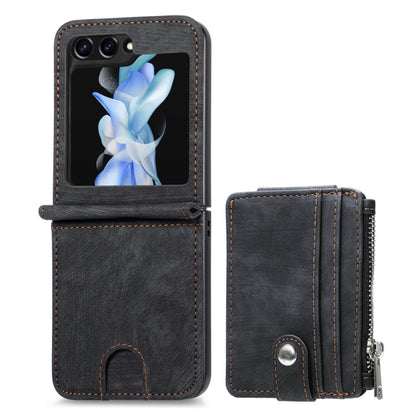 เคสโทรศัพท์กระเป๋าสตางค์ซิป PU ให้ความรู้สึกสบายผิว, For Samsung Galaxy Z Flip5