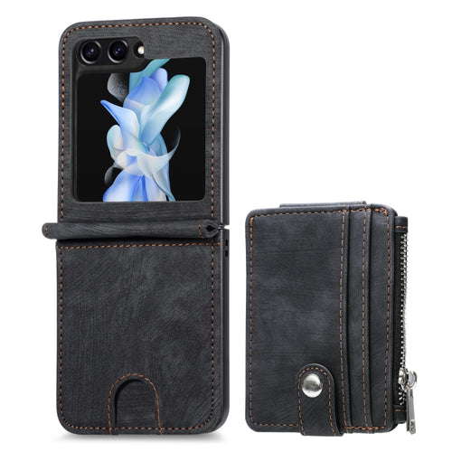 เคสโทรศัพท์กระเป๋าสตางค์ซิป PU ให้ความรู้สึกสบายผิว, For Samsung Galaxy Z Flip5