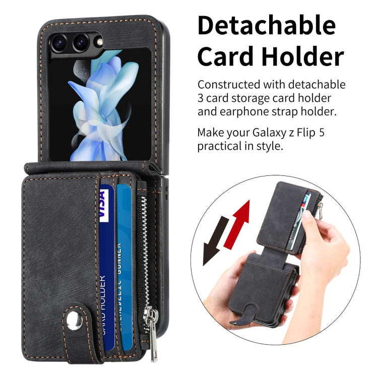 เคสโทรศัพท์กระเป๋าสตางค์ซิป PU ให้ความรู้สึกสบายผิว, For Samsung Galaxy Z Flip5