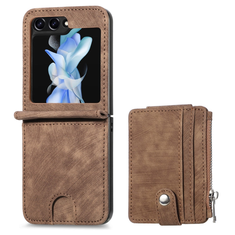 เคสโทรศัพท์กระเป๋าสตางค์ซิป PU ให้ความรู้สึกสบายผิว, For Samsung Galaxy Z Flip5