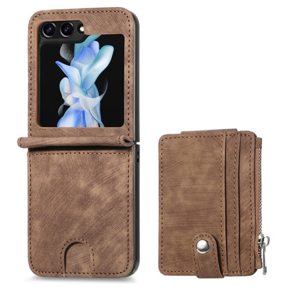 เคสโทรศัพท์กระเป๋าสตางค์ซิป PU ให้ความรู้สึกสบายผิว, For Samsung Galaxy Z Flip5
