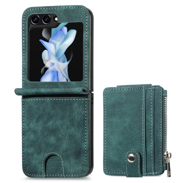 เคสโทรศัพท์กระเป๋าสตางค์ซิป PU ให้ความรู้สึกสบายผิว, For Samsung Galaxy Z Flip5