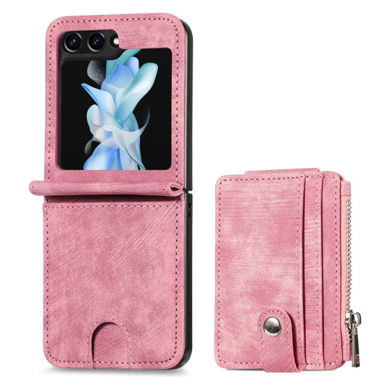 เคสโทรศัพท์กระเป๋าสตางค์ซิป PU ให้ความรู้สึกสบายผิว, For Samsung Galaxy Z Flip5