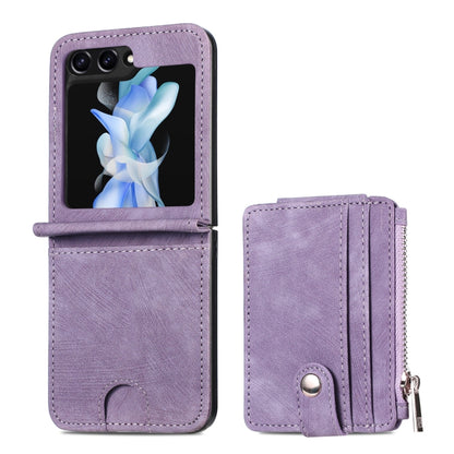 เคสโทรศัพท์กระเป๋าสตางค์ซิป PU ให้ความรู้สึกสบายผิว, For Samsung Galaxy Z Flip5