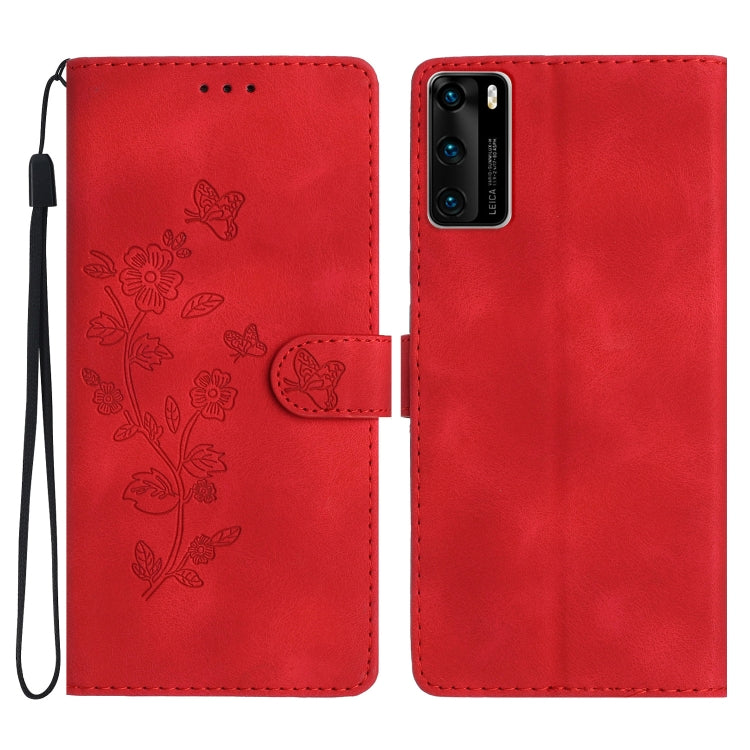 เคสโทรศัพท์หนังลายนูนดอกไม้ผีเสื้อ, For Huawei Y6p, For Huawei Y5p, For Huawei P40 lite, For Huawei P40 Pro, For Huawei P40, For Huawei P30 lite, For Huawei P30 Pro, For Huawei P30