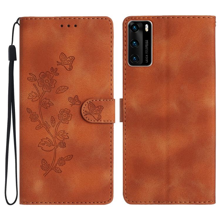 เคสโทรศัพท์หนังลายนูนดอกไม้ผีเสื้อ, For Huawei Y6p, For Huawei Y5p, For Huawei P40 lite, For Huawei P40 Pro, For Huawei P40, For Huawei P30 lite, For Huawei P30 Pro, For Huawei P30