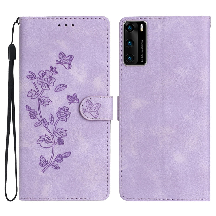 เคสโทรศัพท์หนังลายนูนดอกไม้ผีเสื้อ, For Huawei Y6p, For Huawei Y5p, For Huawei P40 lite, For Huawei P40 Pro, For Huawei P40, For Huawei P30 lite, For Huawei P30 Pro, For Huawei P30