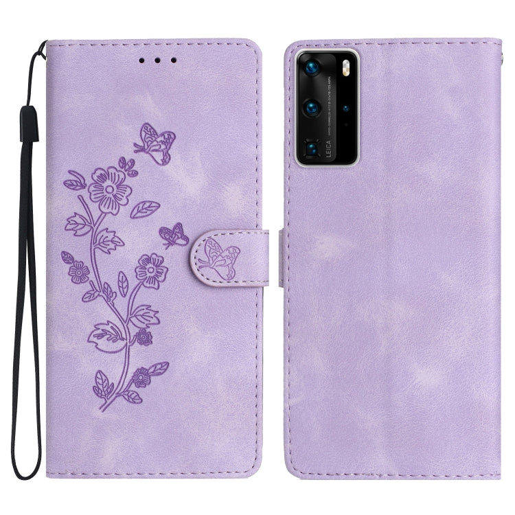 เคสโทรศัพท์หนังลายนูนดอกไม้ผีเสื้อ, For Huawei Y6p, For Huawei Y5p, For Huawei P40 lite, For Huawei P40 Pro, For Huawei P40, For Huawei P30 lite, For Huawei P30 Pro, For Huawei P30