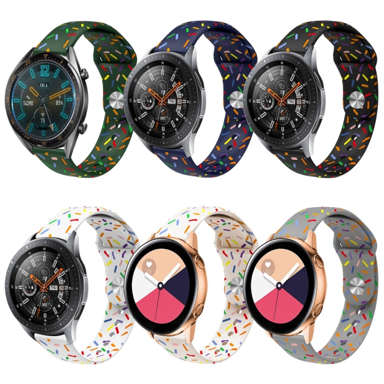 สายนาฬิกาซิลิโคนลายจุดวงรีกลับหัวเข็มขัดสากลมีสีสัน, 20mm, 22mm
