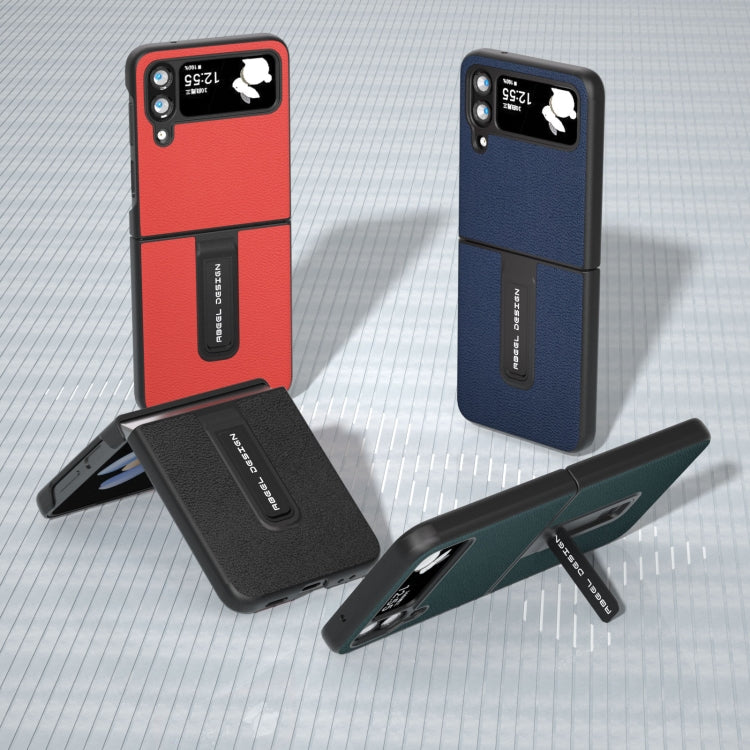 เคสโทรศัพท์หนังแท้ Luolai Series พร้อมตัวยึด, For Samsung Galaxy Z Flip4