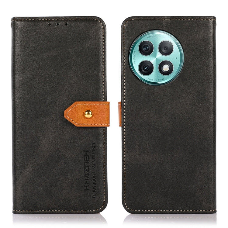 KHAZNEH เคสโทรศัพท์หนังพลิกพื้นผิวหนังวัวสองสี, For OnePlus 12R / Ace 3, For OnePlus 12, For OnePlus Ace 2 Pro, For OnePlus Nord 3 / Ace 2V