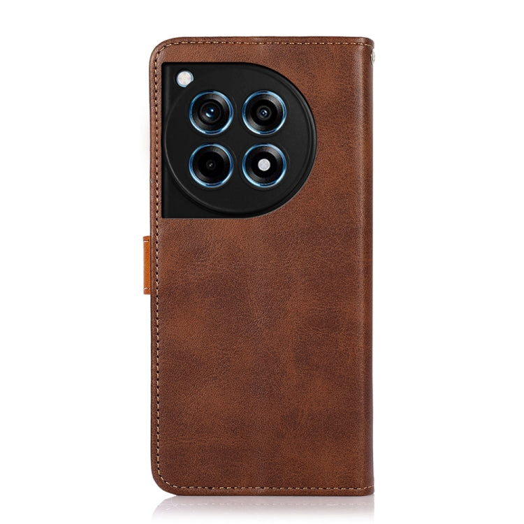 KHAZNEH เคสโทรศัพท์หนังพลิกพื้นผิวหนังวัวสองสี, For OnePlus 12R / Ace 3, For OnePlus 12, For OnePlus Ace 2 Pro, For OnePlus Nord 3 / Ace 2V