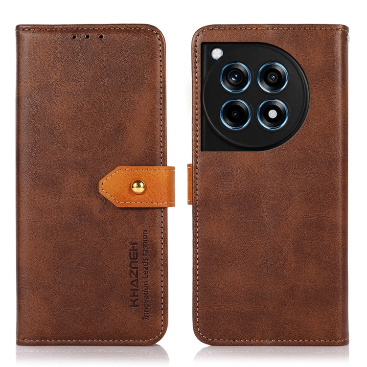 KHAZNEH เคสโทรศัพท์หนังพลิกพื้นผิวหนังวัวสองสี, For OnePlus 12R / Ace 3, For OnePlus 12, For OnePlus Ace 2 Pro, For OnePlus Nord 3 / Ace 2V