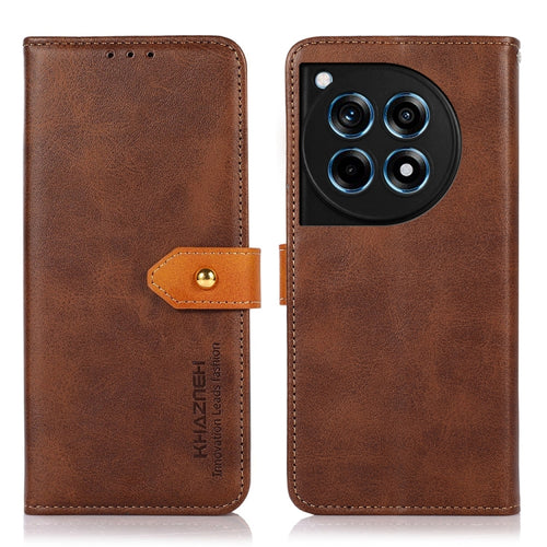 KHAZNEH เคสโทรศัพท์หนังพลิกพื้นผิวหนังวัวสองสี, For OnePlus 12R / Ace 3, For OnePlus 12, For OnePlus Ace 2 Pro, For OnePlus Nord 3 / Ace 2V