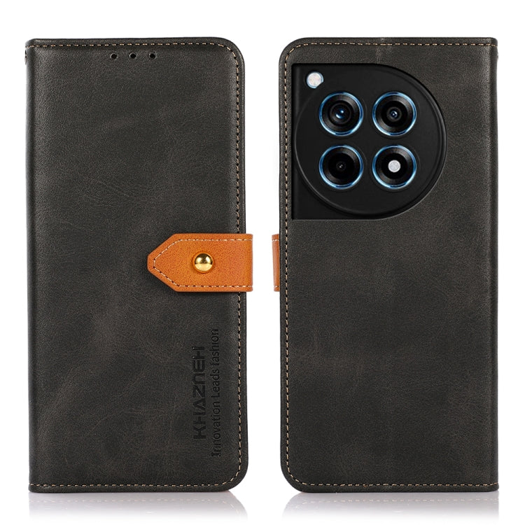 KHAZNEH เคสโทรศัพท์หนังพลิกพื้นผิวหนังวัวสองสี, For OnePlus 12R / Ace 3, For OnePlus 12, For OnePlus Ace 2 Pro, For OnePlus Nord 3 / Ace 2V