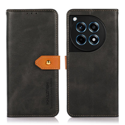 KHAZNEH เคสโทรศัพท์หนังพลิกพื้นผิวหนังวัวสองสี, For OnePlus 12R / Ace 3, For OnePlus 12, For OnePlus Ace 2 Pro, For OnePlus Nord 3 / Ace 2V