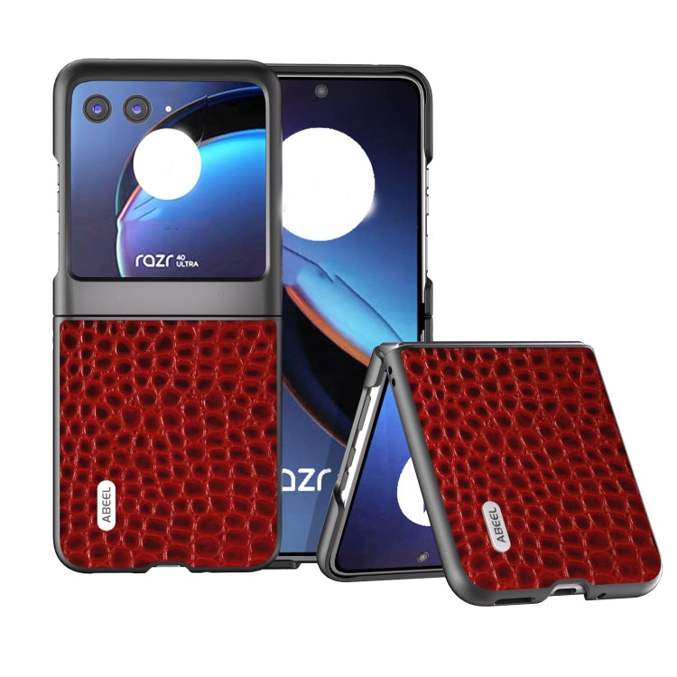 ABEEL เคสโทรศัพท์หนังแท้ขอบดำลายจระเข้, For Motorola Razr 60 Ultra, For Motorola Razr 50 Ultra, For Motorola Razr 50, For Motorola Razr 40 Ultra