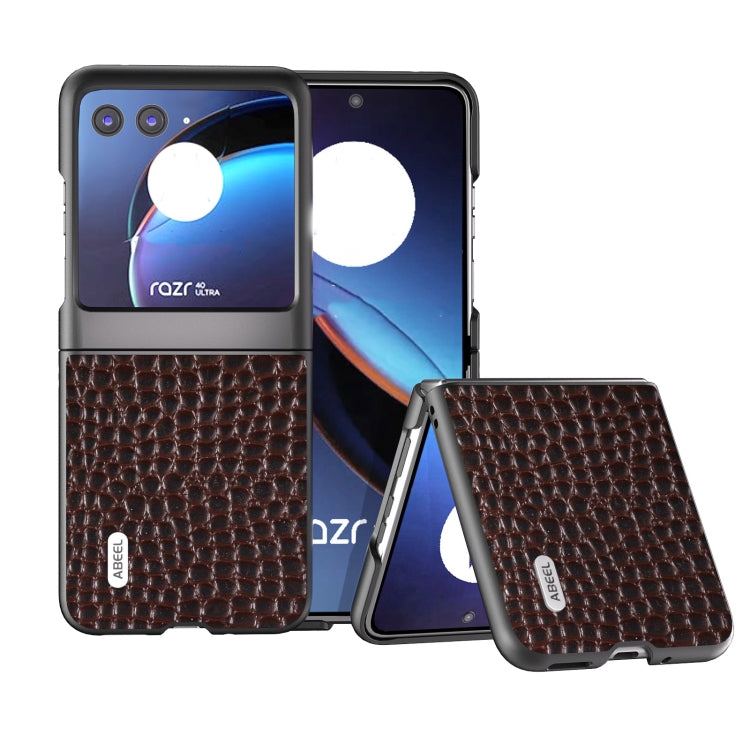ABEEL เคสโทรศัพท์หนังแท้ขอบดำลายจระเข้, For Motorola Razr 60 Ultra, For Motorola Razr 50 Ultra, For Motorola Razr 50, For Motorola Razr 40 Ultra