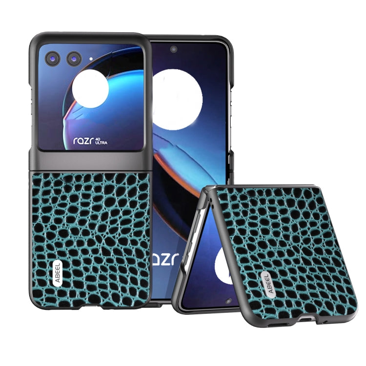 ABEEL เคสโทรศัพท์หนังแท้ขอบดำลายจระเข้, For Motorola Razr 60 Ultra, For Motorola Razr 50 Ultra, For Motorola Razr 50, For Motorola Razr 40 Ultra