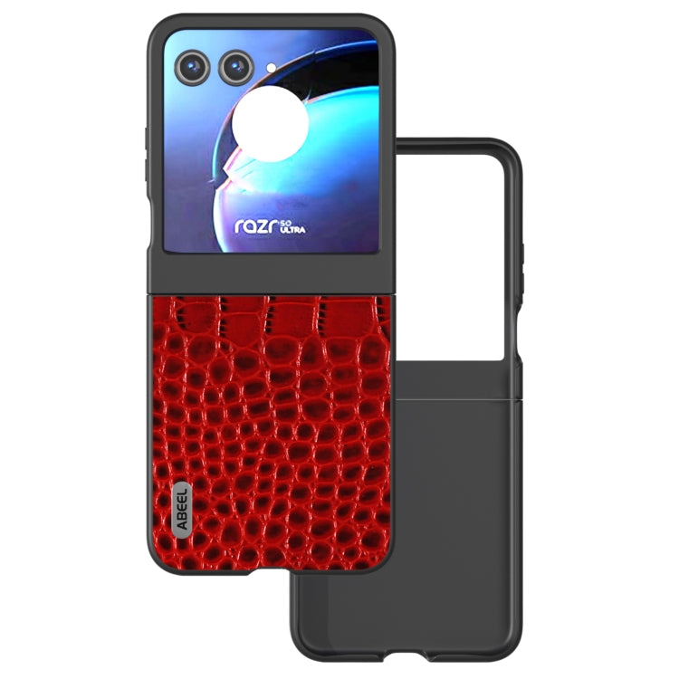 ABEEL เคสโทรศัพท์หนังแท้ขอบดำลายจระเข้, For Motorola Razr 60 Ultra, For Motorola Razr 50 Ultra, For Motorola Razr 50, For Motorola Razr 40 Ultra