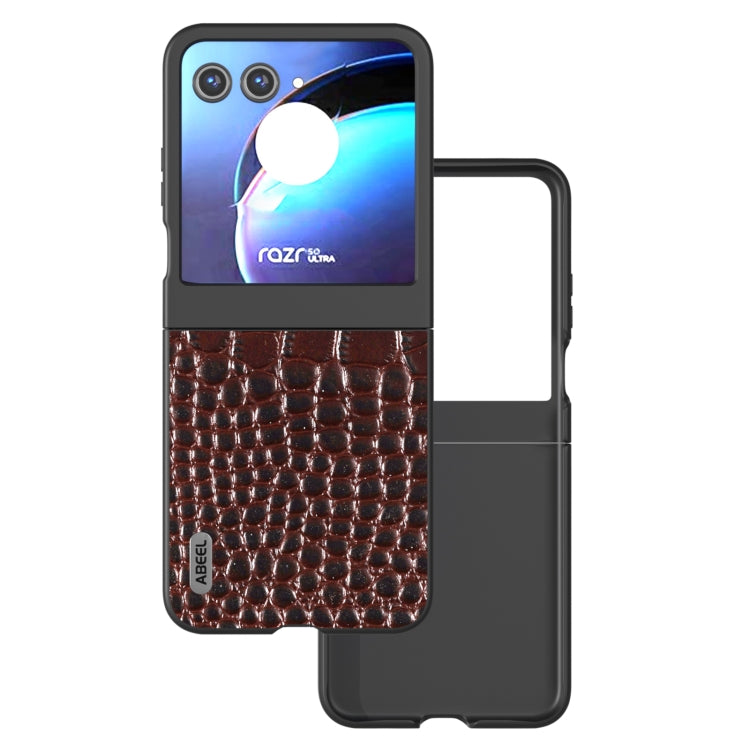 ABEEL เคสโทรศัพท์หนังแท้ขอบดำลายจระเข้, For Motorola Razr 60 Ultra, For Motorola Razr 50 Ultra, For Motorola Razr 50, For Motorola Razr 40 Ultra