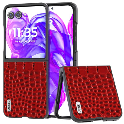 ABEEL เคสโทรศัพท์หนังแท้ขอบดำลายจระเข้, For Motorola Razr 60 Ultra, For Motorola Razr 50 Ultra, For Motorola Razr 50, For Motorola Razr 40 Ultra