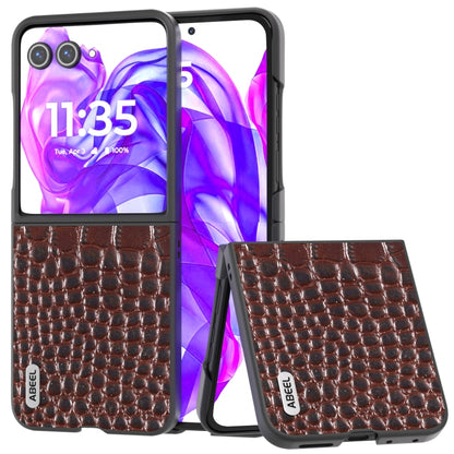 ABEEL เคสโทรศัพท์หนังแท้ขอบดำลายจระเข้, For Motorola Razr 60 Ultra, For Motorola Razr 50 Ultra, For Motorola Razr 50, For Motorola Razr 40 Ultra