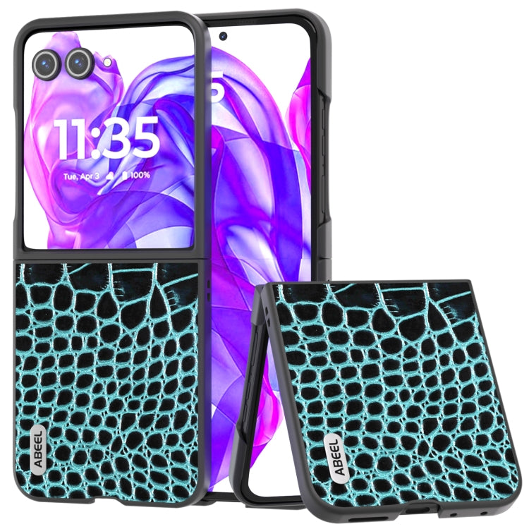 ABEEL เคสโทรศัพท์หนังแท้ขอบดำลายจระเข้, For Motorola Razr 60 Ultra, For Motorola Razr 50 Ultra, For Motorola Razr 50, For Motorola Razr 40 Ultra