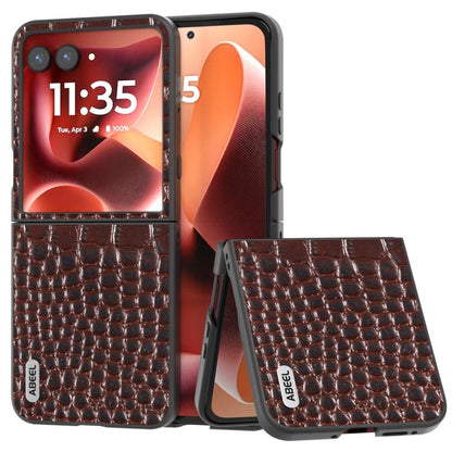ABEEL เคสโทรศัพท์หนังแท้ขอบดำลายจระเข้, For Motorola Razr 60 Ultra, For Motorola Razr 50 Ultra, For Motorola Razr 50, For Motorola Razr 40 Ultra