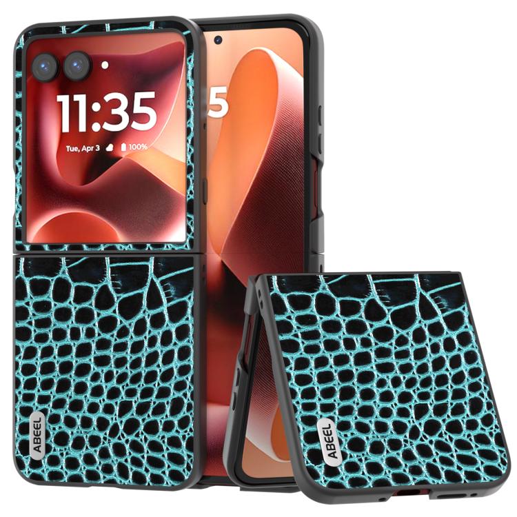 ABEEL เคสโทรศัพท์หนังแท้ขอบดำลายจระเข้, For Motorola Razr 60 Ultra, For Motorola Razr 50 Ultra, For Motorola Razr 50, For Motorola Razr 40 Ultra