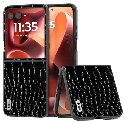 ABEEL เคสโทรศัพท์หนังแท้ขอบดำลายจระเข้, For Motorola Razr 60 Ultra, For Motorola Razr 50 Ultra, For Motorola Razr 50, For Motorola Razr 40 Ultra