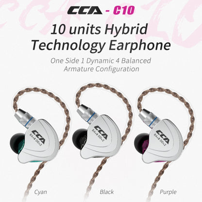 CCA CCA-C10 ปลั๊กชุบทอง 3.5 มม. สิบยูนิต หูฟังชนิดใส่ในหูแบบควบคุมด้วยสายแบบไฮบริด, without Mic