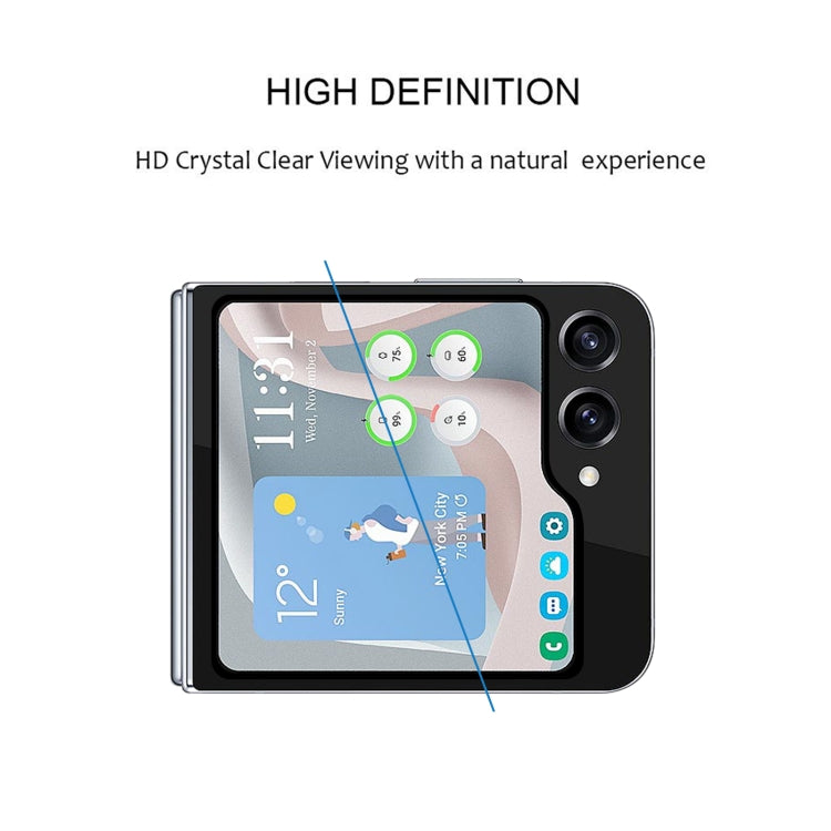 หน้าจอขนาดเล็กภายนอกเต็มกาวเต็มฝาครอบป้องกันหน้าจอฟิล์มกระจกนิรภัย, For Samsung Galaxy Z Flip5 (1 PC)