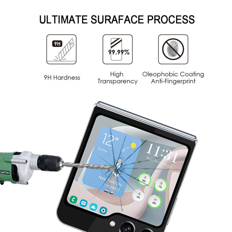 หน้าจอขนาดเล็กภายนอกเต็มกาวเต็มฝาครอบป้องกันหน้าจอฟิล์มกระจกนิรภัย, For Samsung Galaxy Z Flip5 (1 PC)