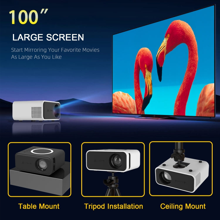 T300S 320x240 24 ANSI Lumens Mini LCD Projector รองรับหน้าจอเดียวกันแบบมีสายและไร้สาย, US Plug, EU Plug, UK Plug, AU Plug