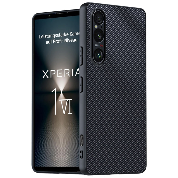 เคสโทรศัพท์พิมพ์พื้นผิวคาร์บอนไฟเบอร์บางเฉียบ, For Sony Xperia 10 VII, For Sony Xperia 1 VII, For Sony Xperia 10 VI, For Sony Xperia 1 VI, For Sony Xperia 1 V