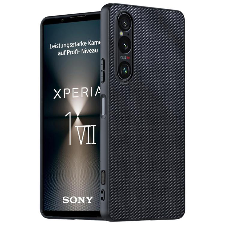 เคสโทรศัพท์พิมพ์พื้นผิวคาร์บอนไฟเบอร์บางเฉียบ, For Sony Xperia 10 VII, For Sony Xperia 1 VII, For Sony Xperia 10 VI, For Sony Xperia 1 VI, For Sony Xperia 1 V