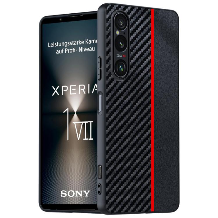 เคสโทรศัพท์พิมพ์พื้นผิวคาร์บอนไฟเบอร์บางเฉียบ, For Sony Xperia 10 VII, For Sony Xperia 1 VII, For Sony Xperia 10 VI, For Sony Xperia 1 VI, For Sony Xperia 1 V