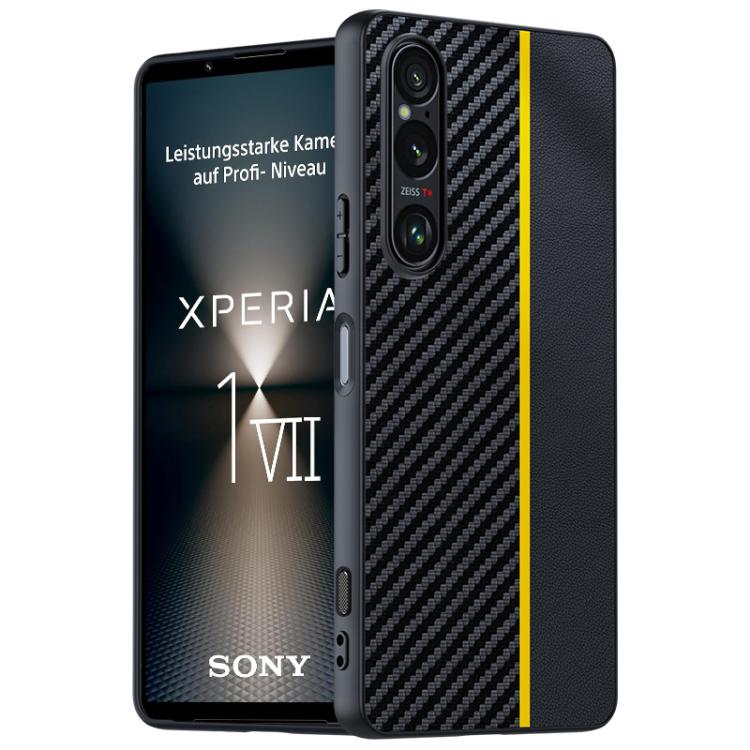 เคสโทรศัพท์พิมพ์พื้นผิวคาร์บอนไฟเบอร์บางเฉียบ, For Sony Xperia 10 VII, For Sony Xperia 1 VII, For Sony Xperia 10 VI, For Sony Xperia 1 VI, For Sony Xperia 1 V