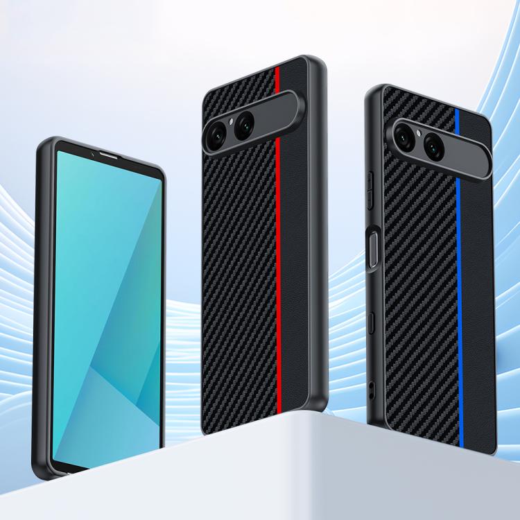 เคสโทรศัพท์พิมพ์พื้นผิวคาร์บอนไฟเบอร์บางเฉียบ, For Sony Xperia 10 VII, For Sony Xperia 1 VII, For Sony Xperia 10 VI, For Sony Xperia 1 VI, For Sony Xperia 1 V