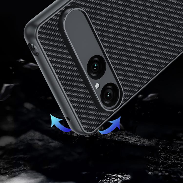 เคสโทรศัพท์พิมพ์พื้นผิวคาร์บอนไฟเบอร์บางเฉียบ, For Sony Xperia 10 VII, For Sony Xperia 1 VII, For Sony Xperia 10 VI, For Sony Xperia 1 VI, For Sony Xperia 1 V