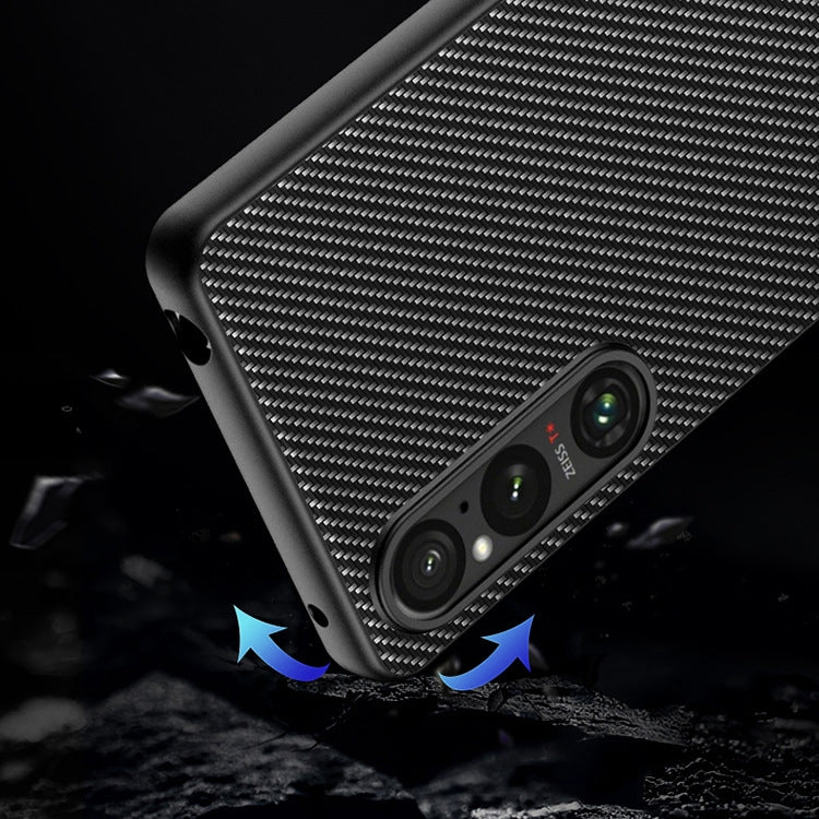 เคสโทรศัพท์พิมพ์พื้นผิวคาร์บอนไฟเบอร์บางเฉียบ, For Sony Xperia 10 VII, For Sony Xperia 1 VII, For Sony Xperia 10 VI, For Sony Xperia 1 VI, For Sony Xperia 1 V